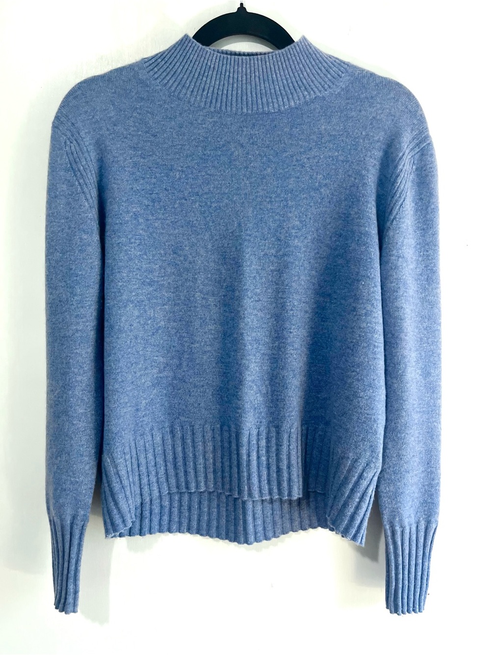 J Crew 100% Cashmere Mock Neck Blue Sweater